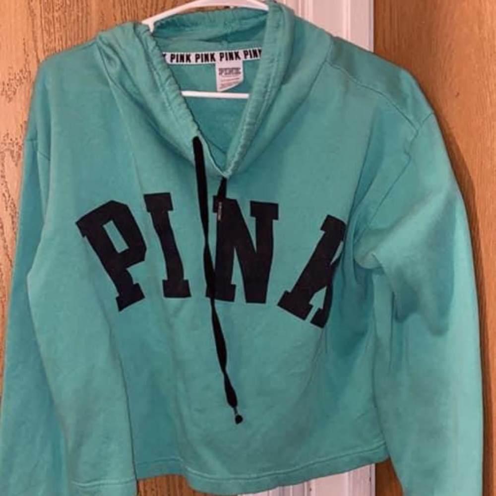 Blue PINK cropped hoodie